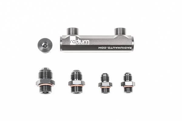 Radium Engineering — Radium Engineering Universal 4-Port Manifold - Black W/ Logo - view 5